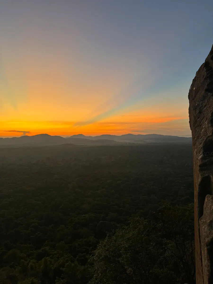 Sunset view across the landscape from Sigiriya Rock Fortress